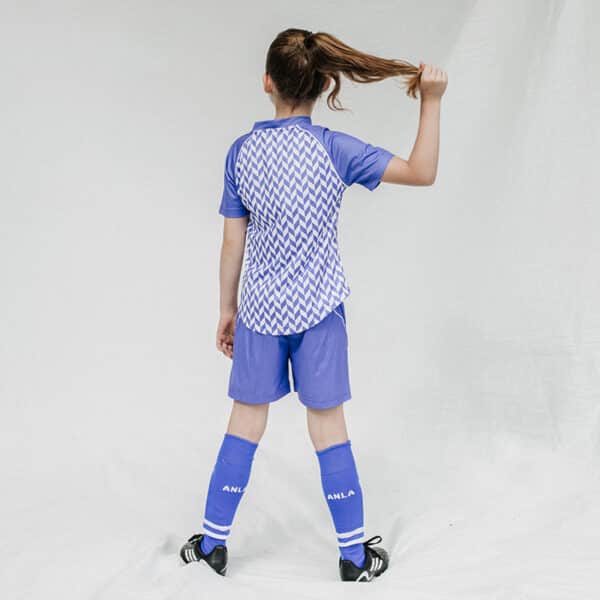 voetbaltenue meisje blauw achterkant