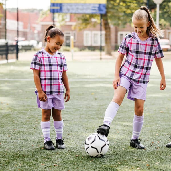 lilac plaid girls voetbalset